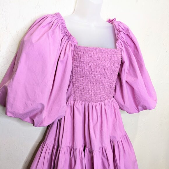 Sofie the Label Puff Sleeve Mini Dress Size S Tiered Skirt Pink Babydoll NWT - Picture 2 of 6